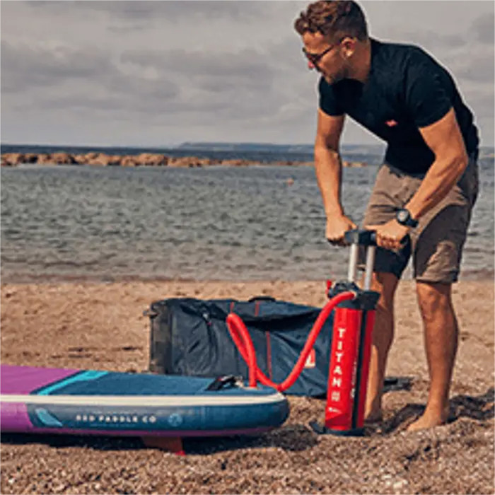 2024 Red Paddle Co 10'6 Ride Stand Up Paddle Board, Tasche, Paddel, Pumpe & Leash - Hybrid Tough Purple Paket